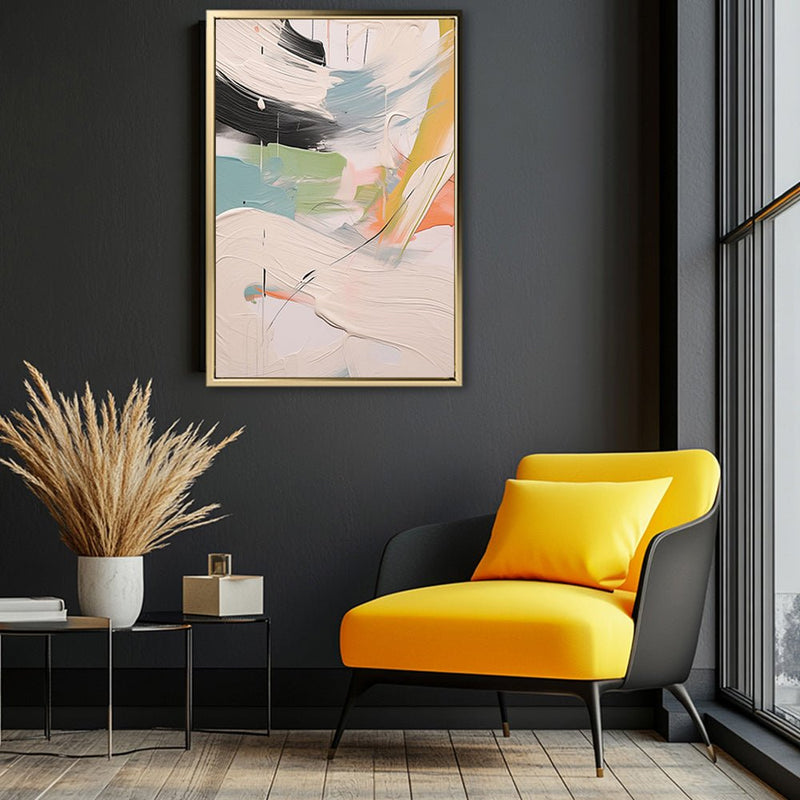 Canvas Wall Art Stretched Over Wooden Frame with Floating Frame and Mixed Colours Oil Painting CV4203 - Al Rugaib Furniture