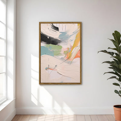 Canvas Wall Art Stretched Over Wooden Frame with Floating Frame and Mixed Colours Oil Painting CV4203 - Al Rugaib Furniture