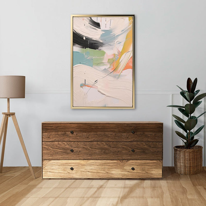 Canvas Wall Art Stretched Over Wooden Frame with Floating Frame and Mixed Colours Oil Painting CV4203 - Al Rugaib Furniture