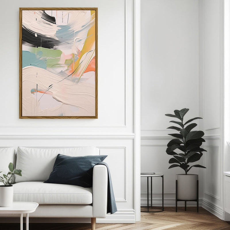 Canvas Wall Art Stretched Over Wooden Frame with Floating Frame and Mixed Colours Oil Painting CV4203 - Al Rugaib Furniture