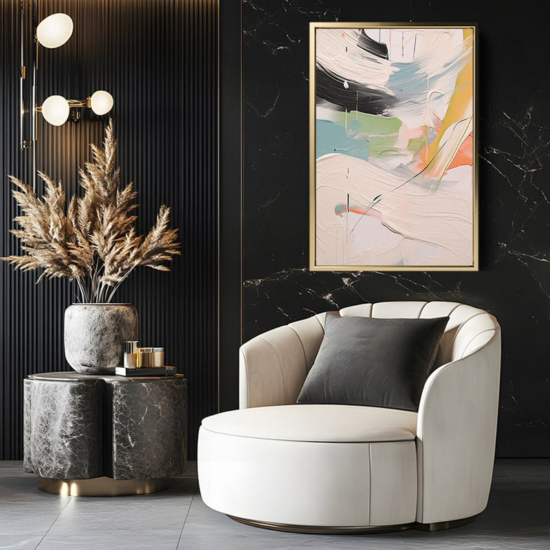 Canvas Wall Art Stretched Over Wooden Frame with Floating Frame and Mixed Colours Oil Painting CV4203 - Al Rugaib Furniture