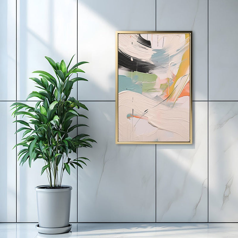 Canvas Wall Art Stretched Over Wooden Frame with Floating Frame and Mixed Colours Oil Painting CV4203 - Al Rugaib Furniture