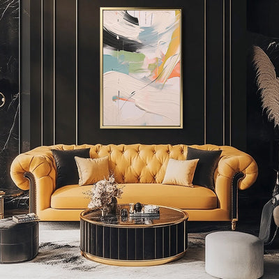 Canvas Wall Art Stretched Over Wooden Frame with Floating Frame and Mixed Colours Oil Painting CV4203 - Al Rugaib Furniture