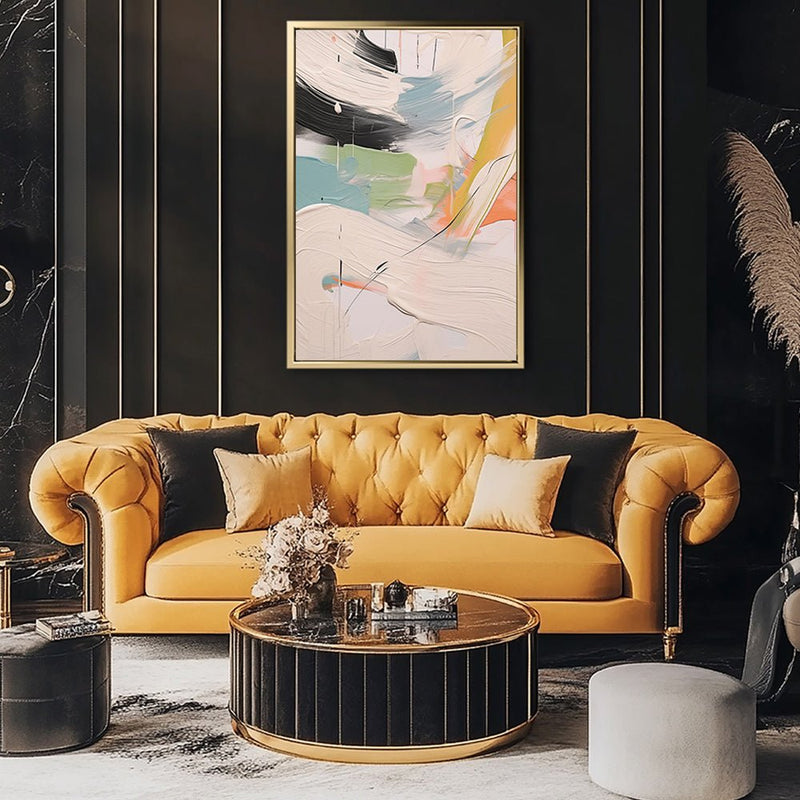 Canvas Wall Art Stretched Over Wooden Frame with Floating Frame and Mixed Colours Oil Painting CV4203 - Al Rugaib Furniture