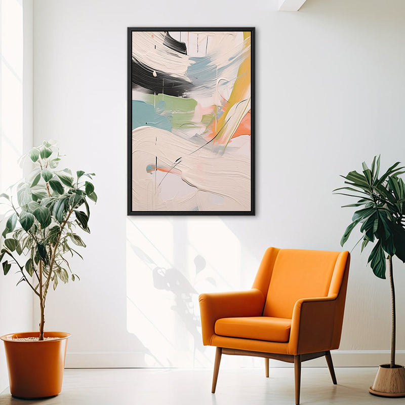 Canvas Wall Art Stretched Over Wooden Frame with Floating Frame and Mixed Colours Oil Painting CV4203 - Al Rugaib Furniture