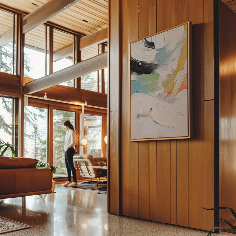 Canvas Wall Art Stretched Over Wooden Frame with Floating Frame and Mixed Colours Oil Painting CV4203 - Al Rugaib Furniture