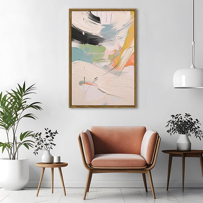 Canvas Wall Art Stretched Over Wooden Frame with Floating Frame and Mixed Colours Oil Painting CV4203 - Al Rugaib Furniture