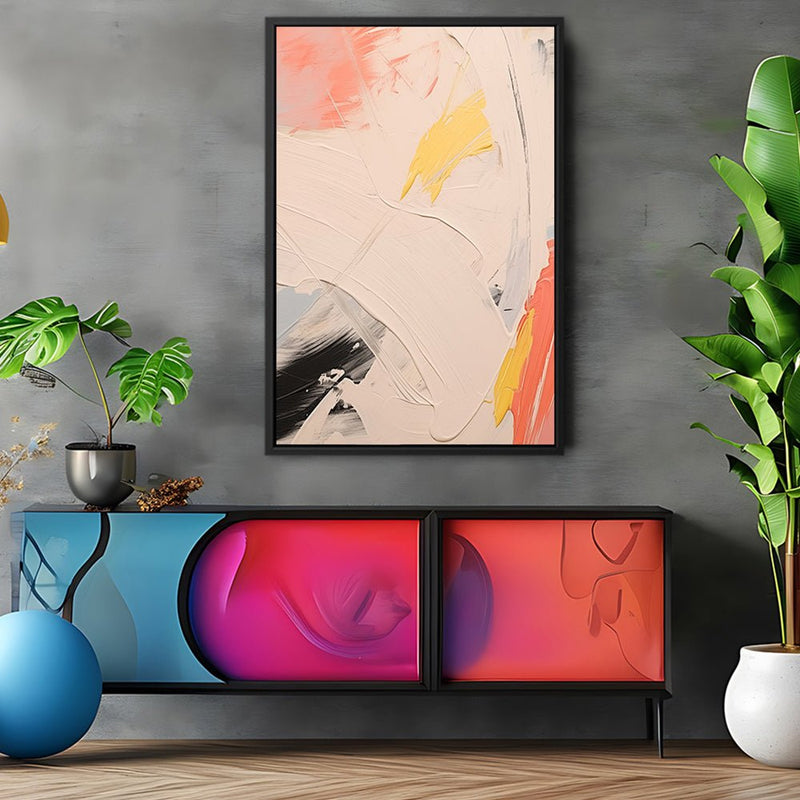 Canvas Wall Art Stretched Over Wooden Frame with Floating Frame and Mixed Colours Oil Painting CV4204 - Al Rugaib Furniture