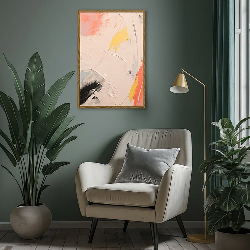 Canvas Wall Art Stretched Over Wooden Frame with Floating Frame and Mixed Colours Oil Painting CV4204 - Al Rugaib Furniture