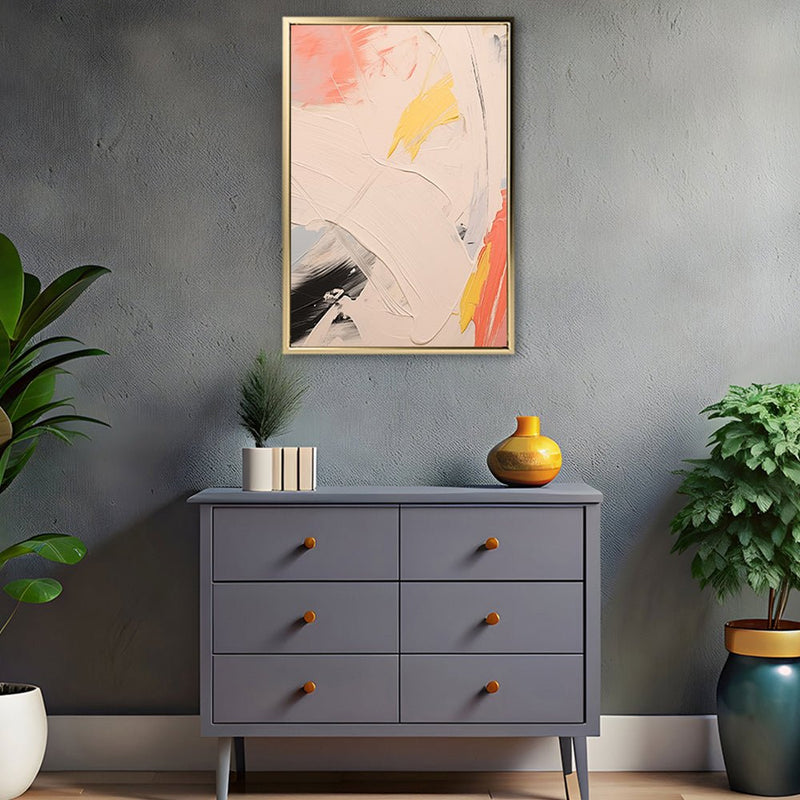 Canvas Wall Art Stretched Over Wooden Frame with Floating Frame and Mixed Colours Oil Painting CV4204 - Al Rugaib Furniture