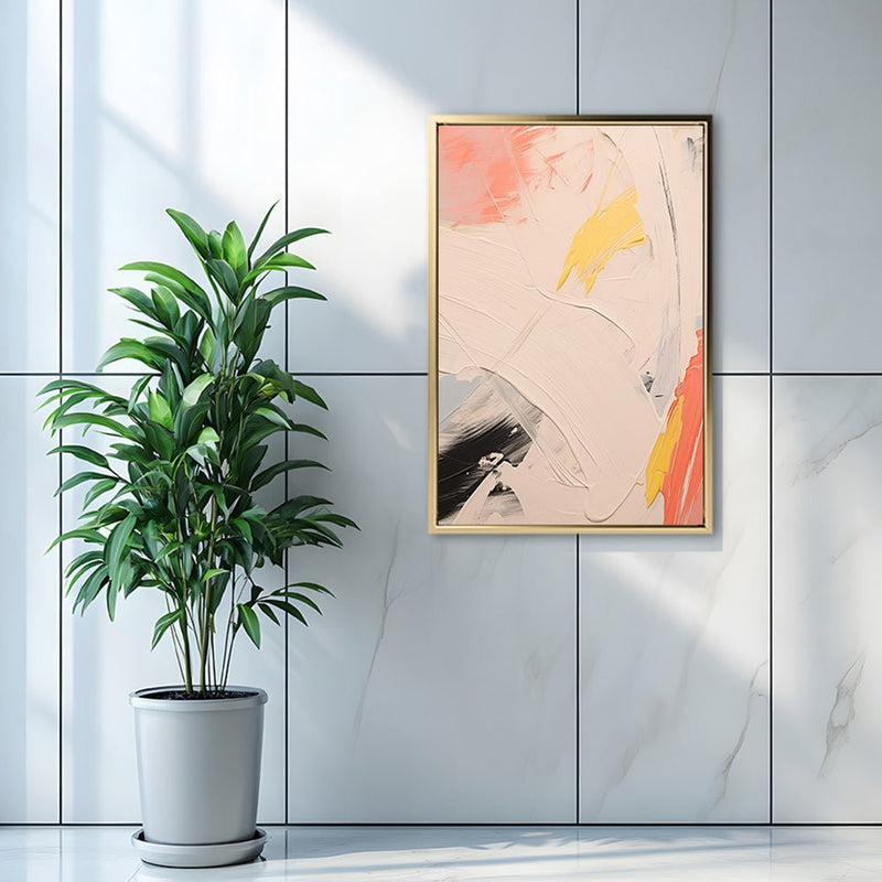 Canvas Wall Art Stretched Over Wooden Frame with Floating Frame and Mixed Colours Oil Painting CV4204 - Al Rugaib Furniture