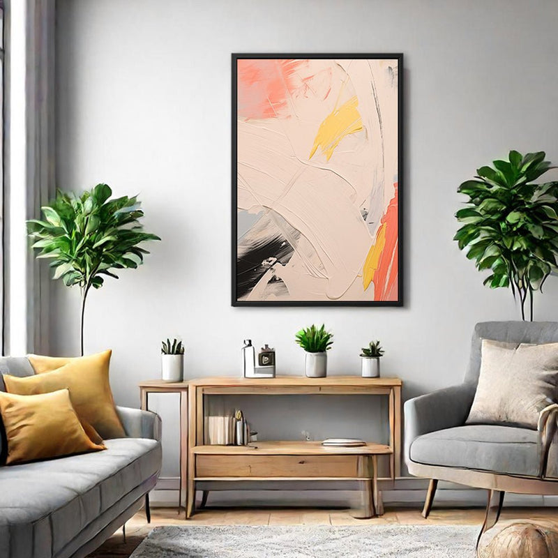 Canvas Wall Art Stretched Over Wooden Frame with Floating Frame and Mixed Colours Oil Painting CV4204 - Al Rugaib Furniture