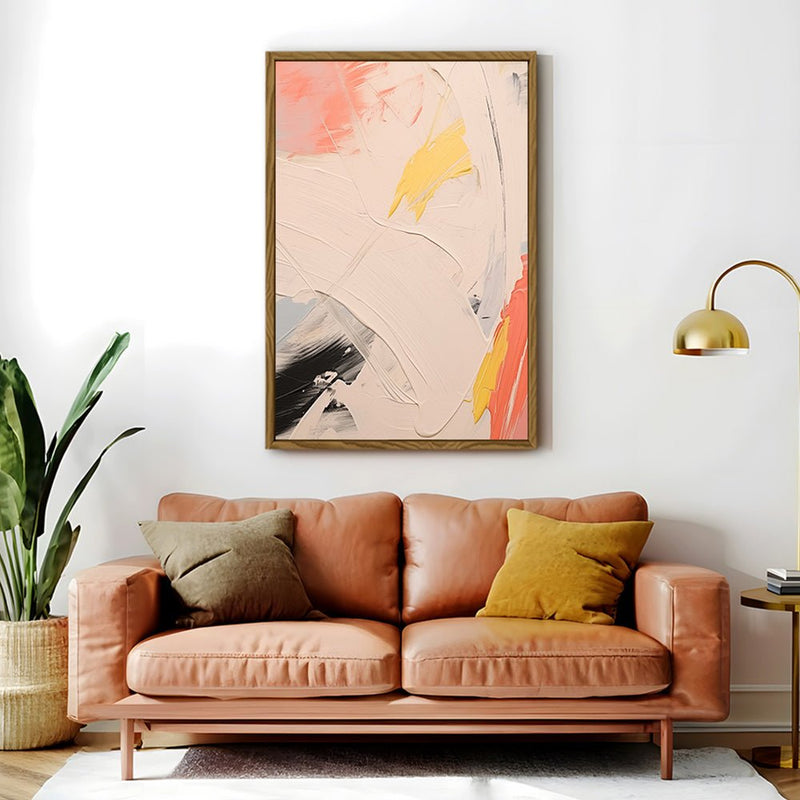 Canvas Wall Art Stretched Over Wooden Frame with Floating Frame and Mixed Colours Oil Painting CV4204 - Al Rugaib Furniture