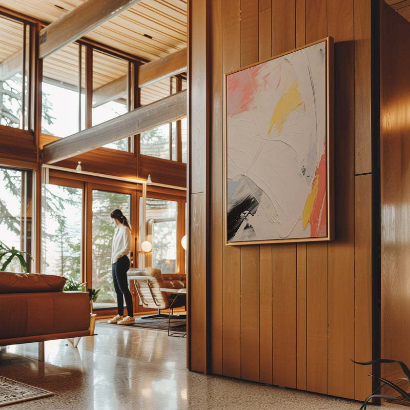 Canvas Wall Art Stretched Over Wooden Frame with Floating Frame and Mixed Colours Oil Painting CV4204 - Al Rugaib Furniture