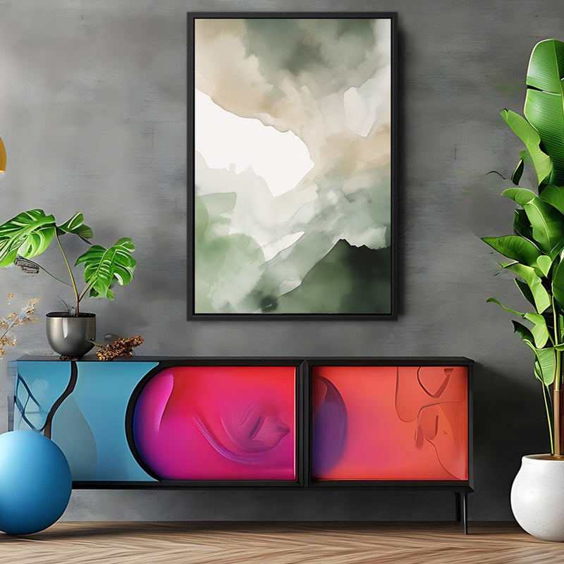 Canvas Wall Art Stretched Over Wooden Frame with Floating Frame and Mixed Colours Painting CV4205 - Al Rugaib Furniture