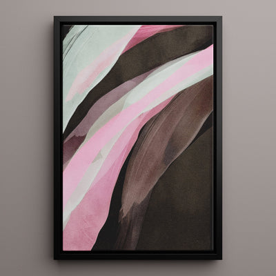 Canvas Wall Art Stretched Over Wooden Frame with Floating Frame and Pink Wave Abstract Painting CV4208 - Al Rugaib Furniture