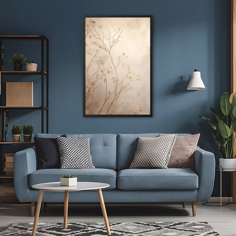 Canvas Wall Art Stretched Over Wooden Frame with Floating Frame and plant Painting CV4209 - Al Rugaib Furniture