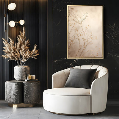 Canvas Wall Art Stretched Over Wooden Frame with Floating Frame and plant Painting CV4209 - Al Rugaib Furniture