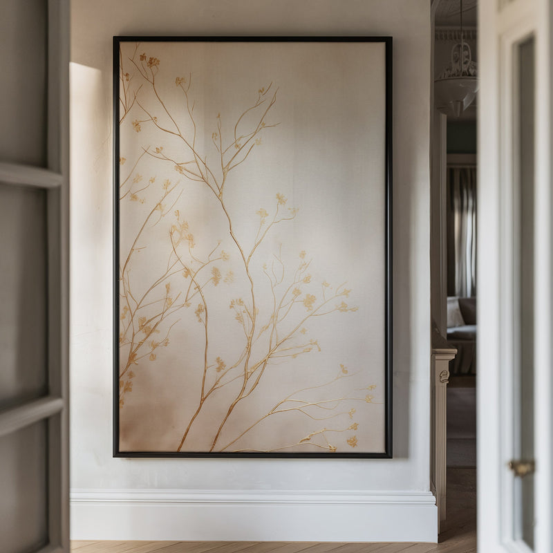 Canvas Wall Art Stretched Over Wooden Frame with Floating Frame and plant Painting CV4209 - Al Rugaib Furniture