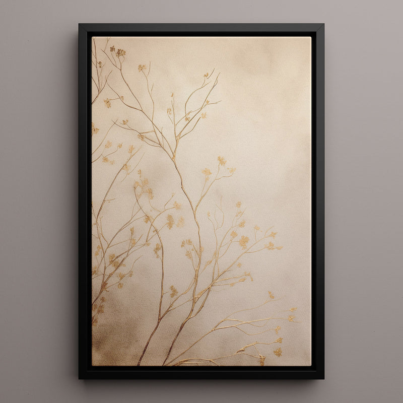 Canvas Wall Art Stretched Over Wooden Frame with Floating Frame and plant Painting CV4209 - Al Rugaib Furniture