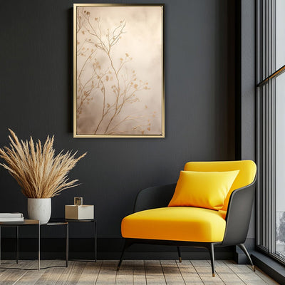 Canvas Wall Art Stretched Over Wooden Frame with Floating Frame and plant Painting CV4209 - Al Rugaib Furniture