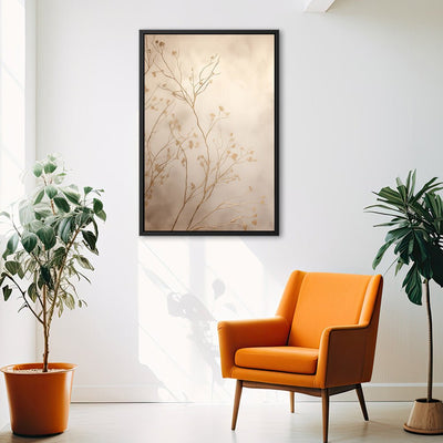 Canvas Wall Art Stretched Over Wooden Frame with Floating Frame and plant Painting CV4209 - Al Rugaib Furniture