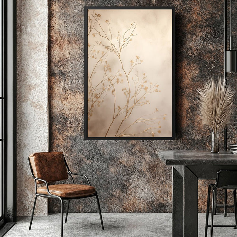 Canvas Wall Art Stretched Over Wooden Frame with Floating Frame and plant Painting CV4209 - Al Rugaib Furniture