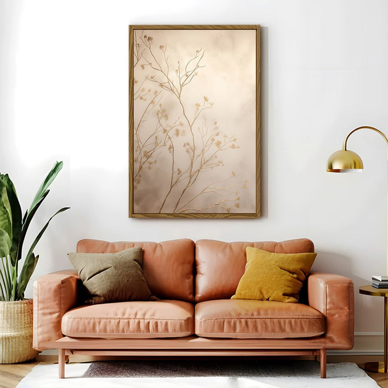 Canvas Wall Art Stretched Over Wooden Frame with Floating Frame and plant Painting CV4209 - Al Rugaib Furniture