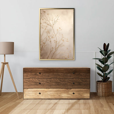 Canvas Wall Art Stretched Over Wooden Frame with Floating Frame and plant Painting CV4209 - Al Rugaib Furniture