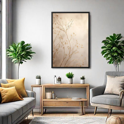 Canvas Wall Art Stretched Over Wooden Frame with Floating Frame and plant Painting CV4209 - Al Rugaib Furniture