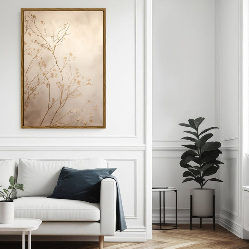Canvas Wall Art Stretched Over Wooden Frame with Floating Frame and plant Painting CV4209 - Al Rugaib Furniture