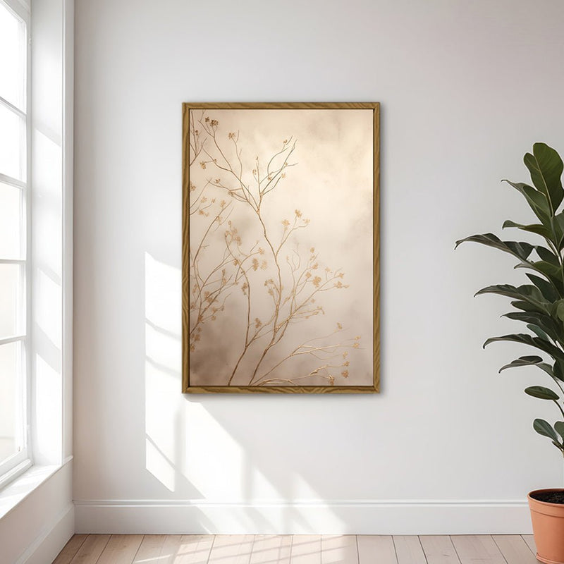 Canvas Wall Art Stretched Over Wooden Frame with Floating Frame and plant Painting CV4209 - Al Rugaib Furniture