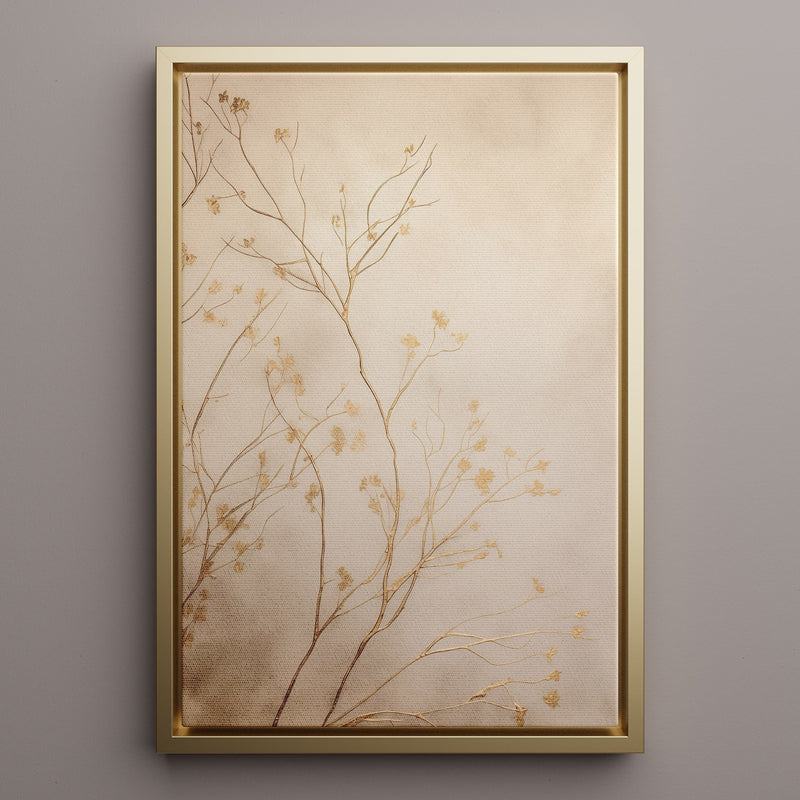 Canvas Wall Art Stretched Over Wooden Frame with Floating Frame and plant Painting CV4209 - Al Rugaib Furniture
