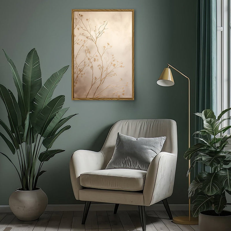 Canvas Wall Art Stretched Over Wooden Frame with Floating Frame and plant Painting CV4209 - Al Rugaib Furniture