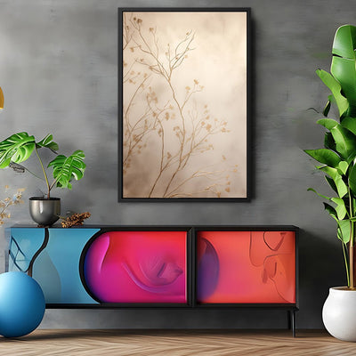 Canvas Wall Art Stretched Over Wooden Frame with Floating Frame and plant Painting CV4209 - Al Rugaib Furniture
