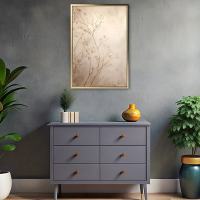 Canvas Wall Art Stretched Over Wooden Frame with Floating Frame and plant Painting CV4209 - Al Rugaib Furniture