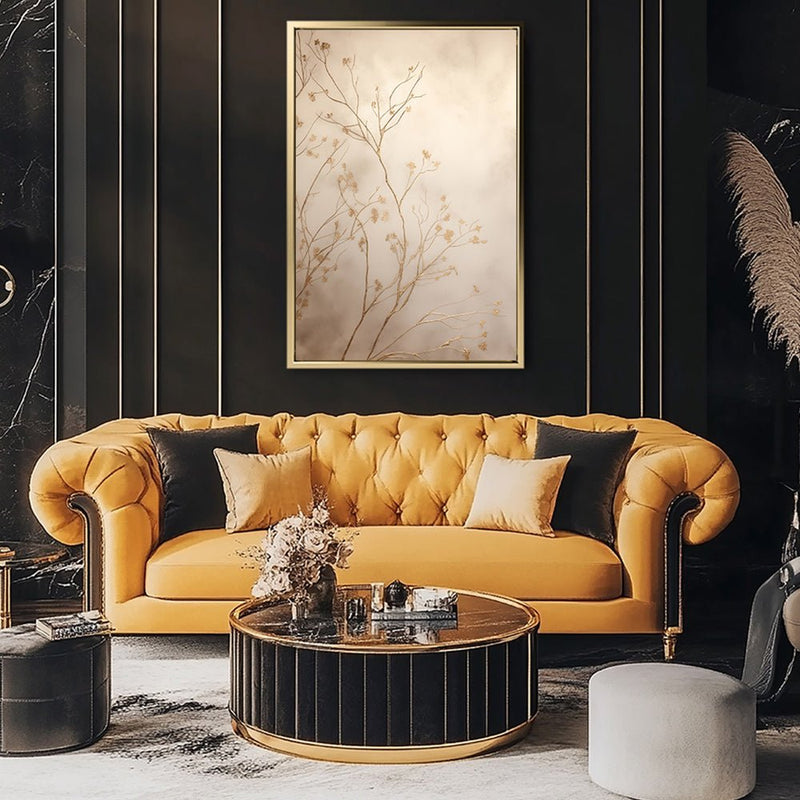 Canvas Wall Art Stretched Over Wooden Frame with Floating Frame and plant Painting CV4209 - Al Rugaib Furniture