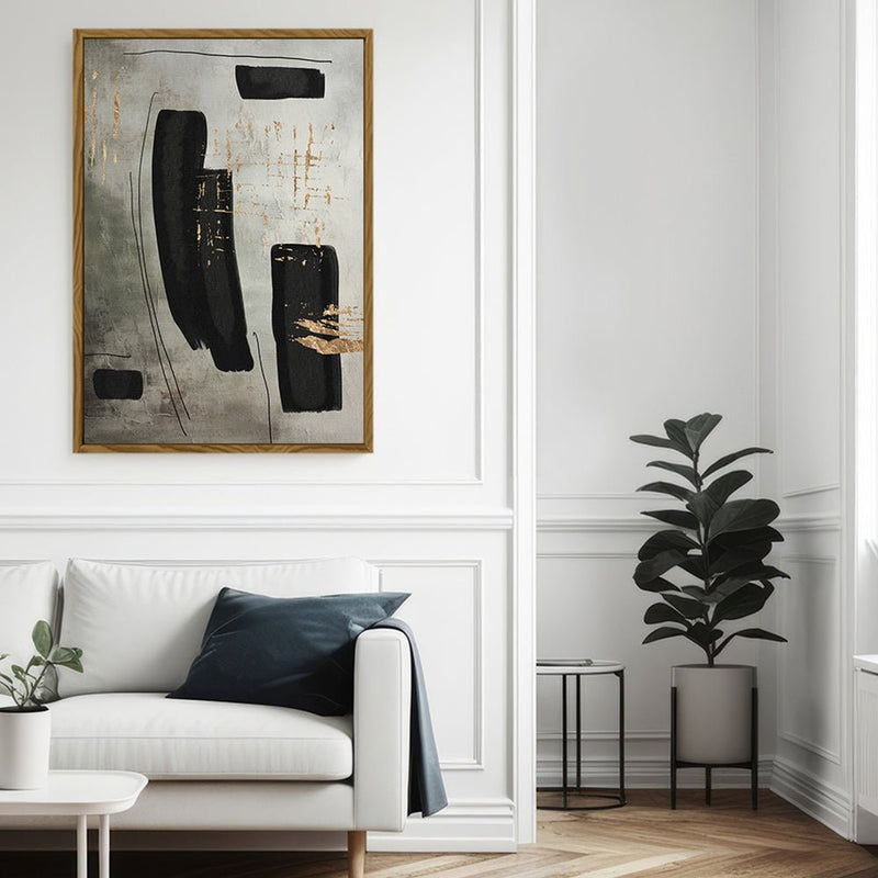 Canvas Wall Art Stretched Over Wooden Frame with Floating Frame and Rectangles Painting CV4212 - Al Rugaib Furniture