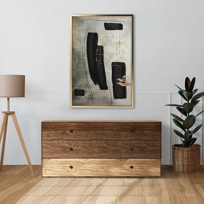 Canvas Wall Art Stretched Over Wooden Frame with Floating Frame and Rectangles Painting CV4212 - Al Rugaib Furniture