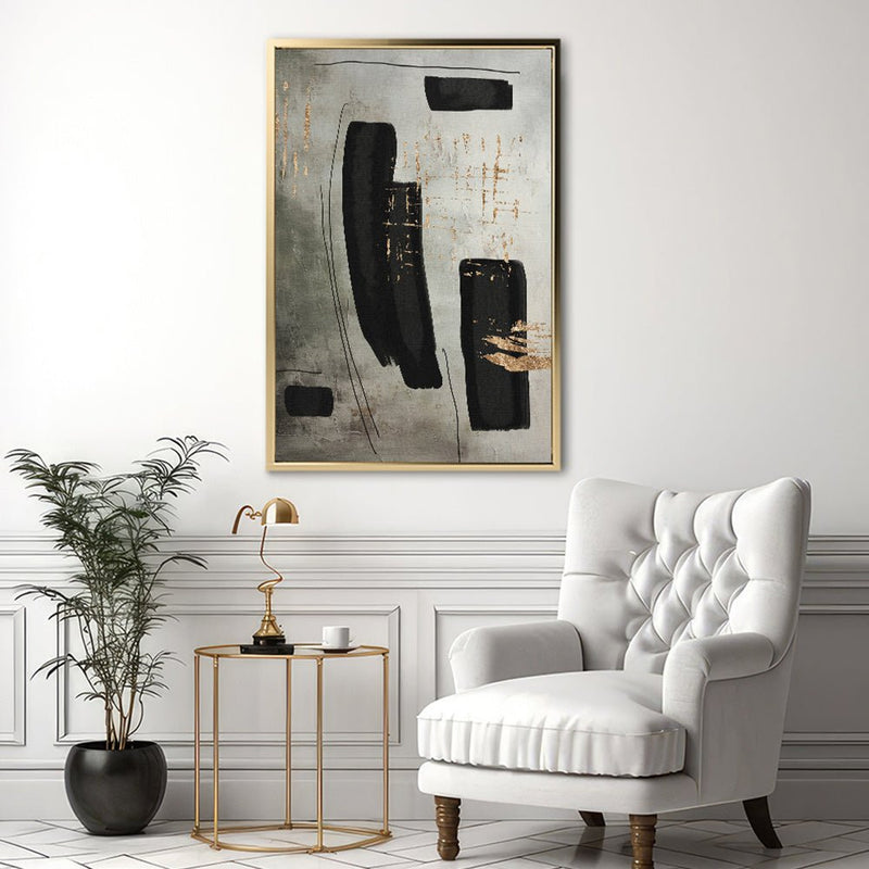 Canvas Wall Art Stretched Over Wooden Frame with Floating Frame and Rectangles Painting CV4212 - Al Rugaib Furniture