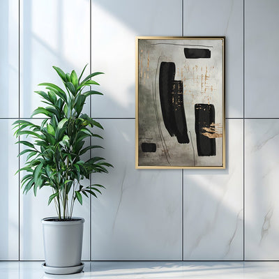 Canvas Wall Art Stretched Over Wooden Frame with Floating Frame and Rectangles Painting CV4212 - Al Rugaib Furniture