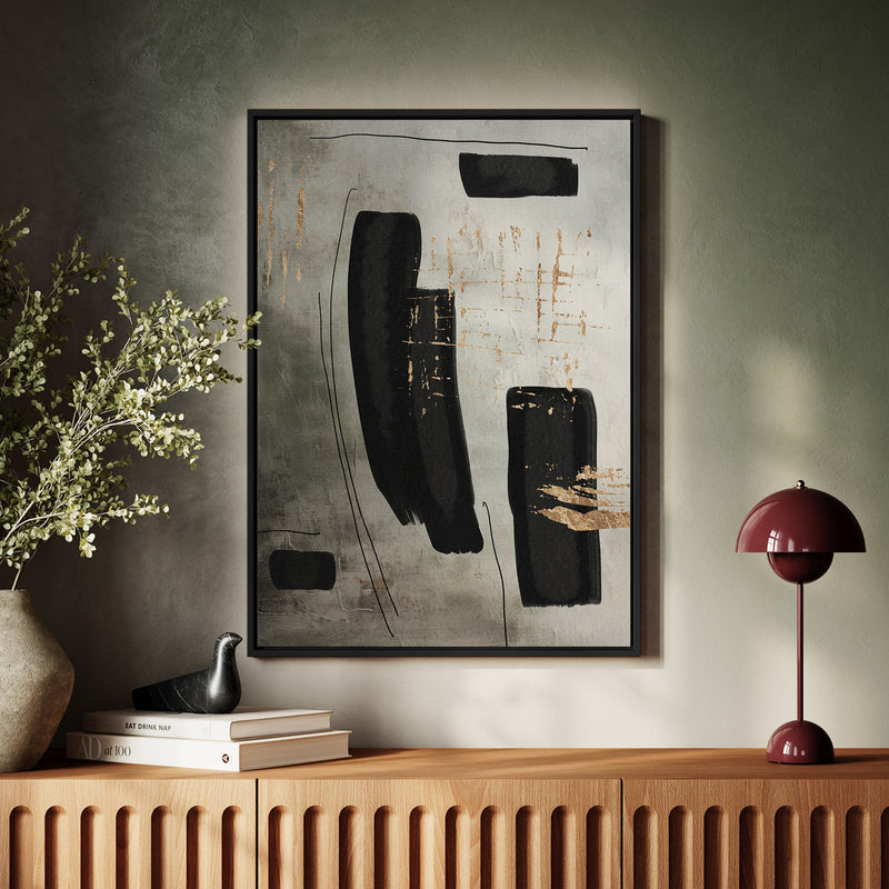 Canvas Wall Art Stretched Over Wooden Frame with Floating Frame and Rectangles Painting CV4212 - Al Rugaib Furniture