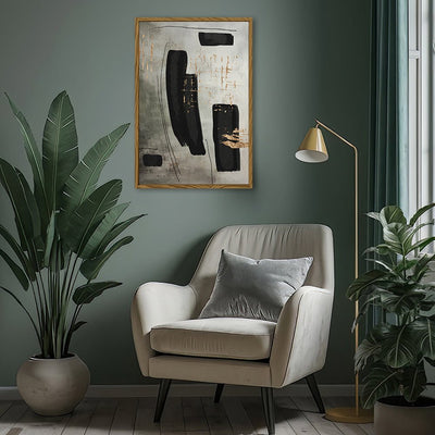 Canvas Wall Art Stretched Over Wooden Frame with Floating Frame and Rectangles Painting CV4212 - Al Rugaib Furniture