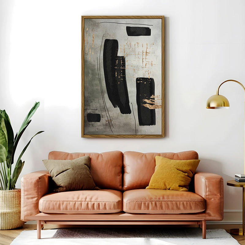 Canvas Wall Art Stretched Over Wooden Frame with Floating Frame and Rectangles Painting CV4212 - Al Rugaib Furniture