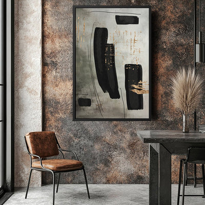 Canvas Wall Art Stretched Over Wooden Frame with Floating Frame and Rectangles Painting CV4212 - Al Rugaib Furniture