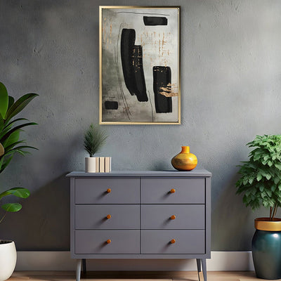 Canvas Wall Art Stretched Over Wooden Frame with Floating Frame and Rectangles Painting CV4212 - Al Rugaib Furniture