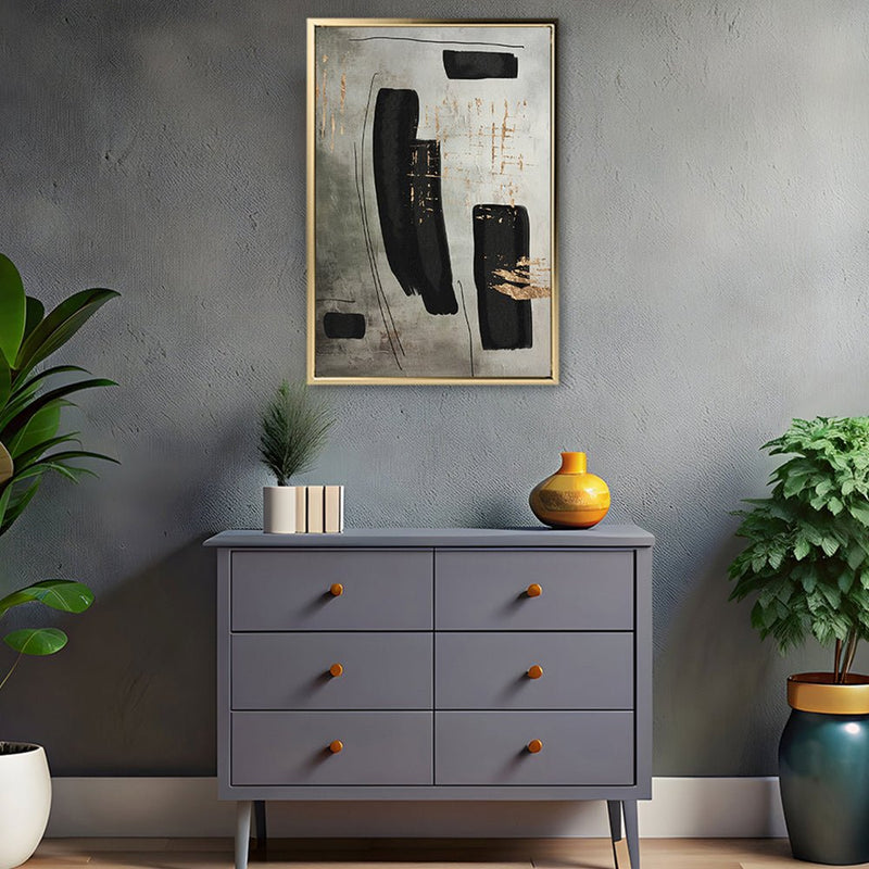 Canvas Wall Art Stretched Over Wooden Frame with Floating Frame and Rectangles Painting CV4212 - Al Rugaib Furniture