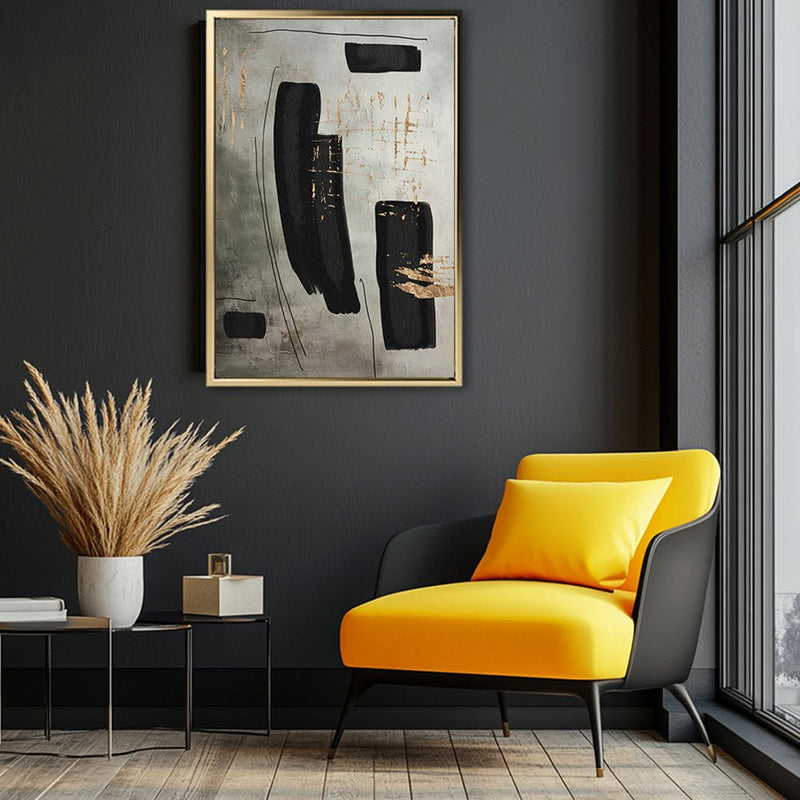 Canvas Wall Art Stretched Over Wooden Frame with Floating Frame and Rectangles Painting CV4212 - Al Rugaib Furniture