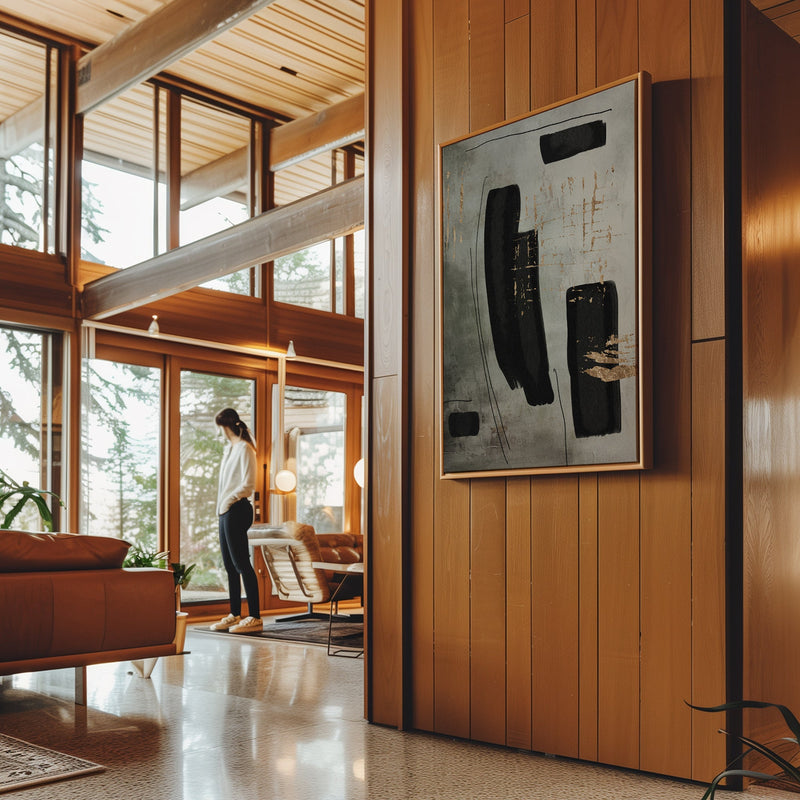 Canvas Wall Art Stretched Over Wooden Frame with Floating Frame and Rectangles Painting CV4212 - Al Rugaib Furniture