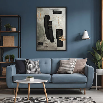 Canvas Wall Art Stretched Over Wooden Frame with Floating Frame and Rectangles Painting CV4212 - Al Rugaib Furniture